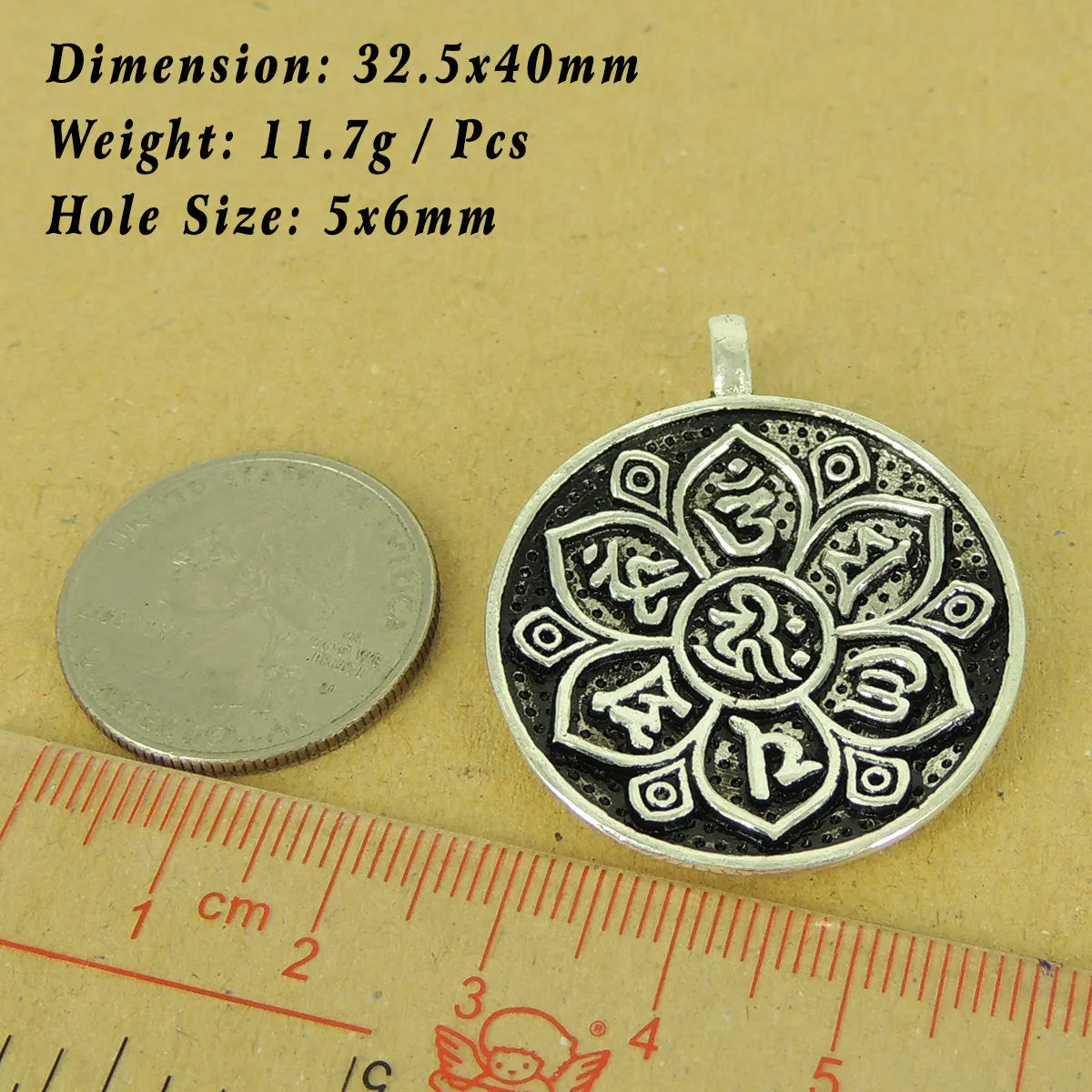 1 PCS 925 Stamp Sterling Silver OM Pendant w/ Lotus DIY Jewelry Making WSP505 Wholesale: See Discount Coupons in Item Details