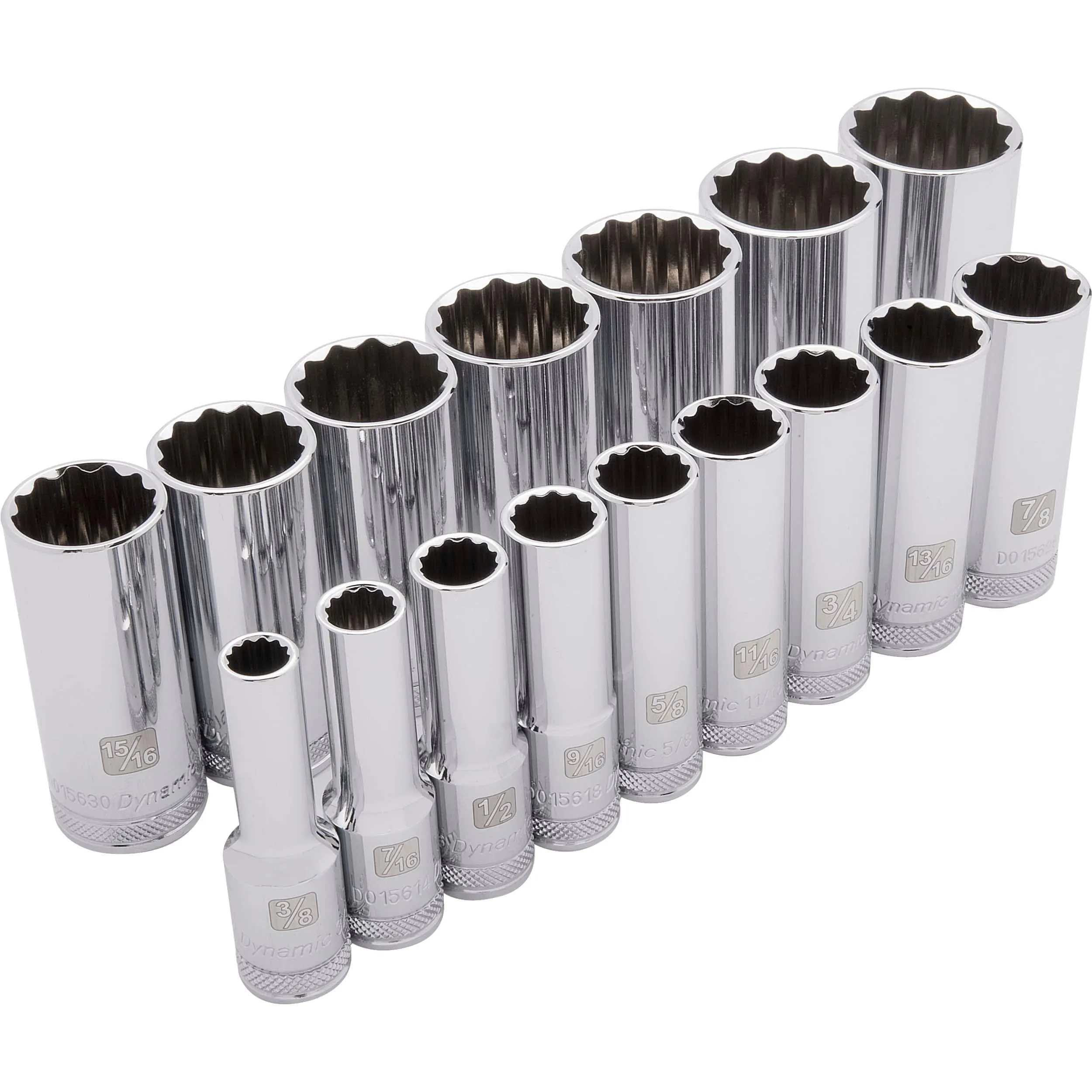 1/2" Drive 16pc 12-Point Deep SAE Socket Set, 3/8" - 1-5/16"