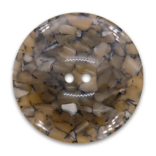 2-Hole Cool Brown Mosaic Plastic Button (Made in Germany)