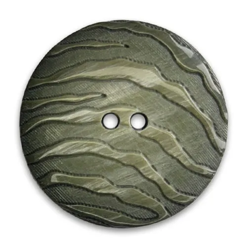 2-Hole Etched Laurel Green Plastic Button (Made in France)