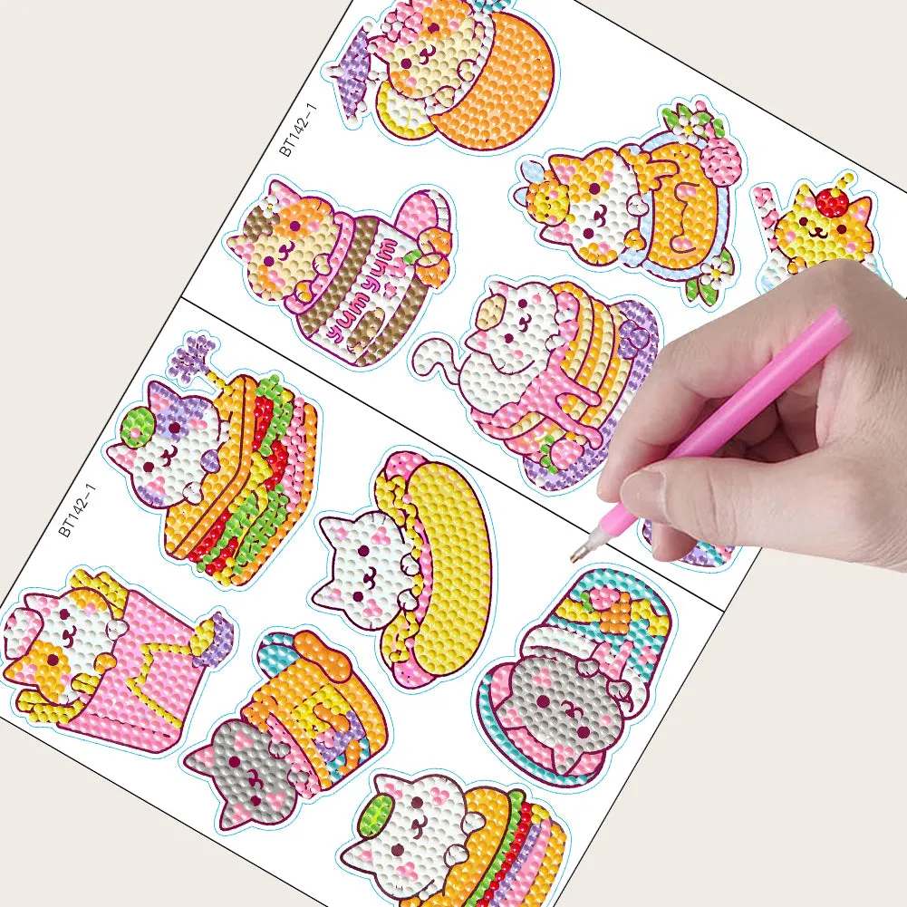 2 Sheets Diamonds Painting Sticker Crafts DIY Art Cartoon Paster Home Decoration