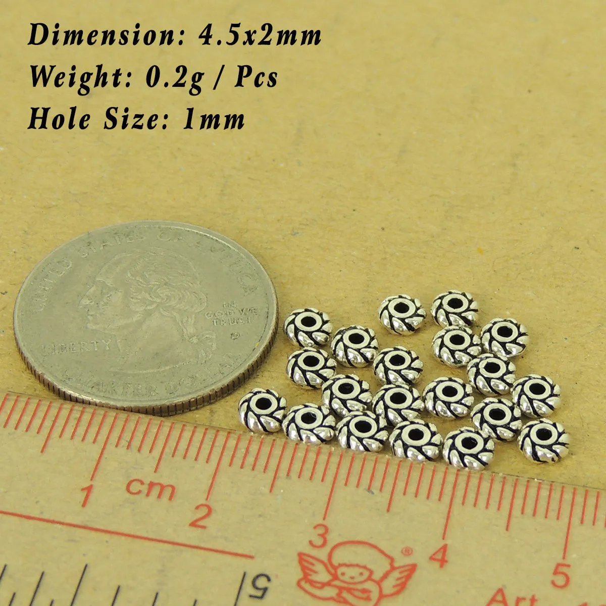 20 Pcs Sterling Silver Spacers Vintage DIY Jewelry Making WSP519X20 Wholesale: See Discount Coupons in Item Details