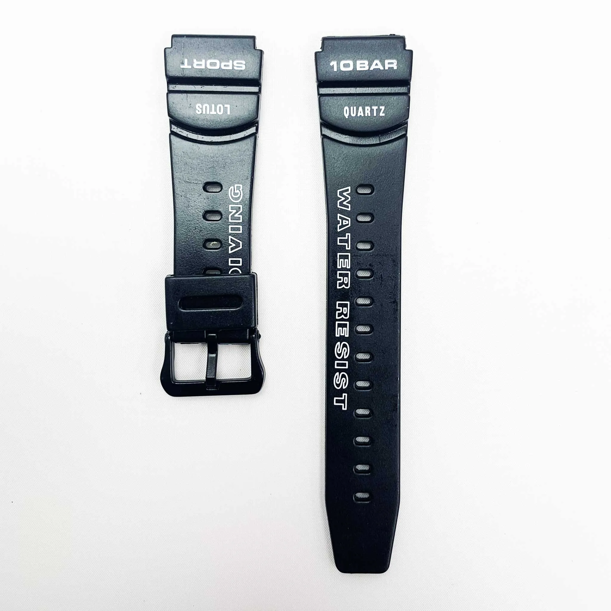 20MM PVC Plastic Watch Band Black0Bar for Casio Timex Seiko Citizen Iron Man Watches