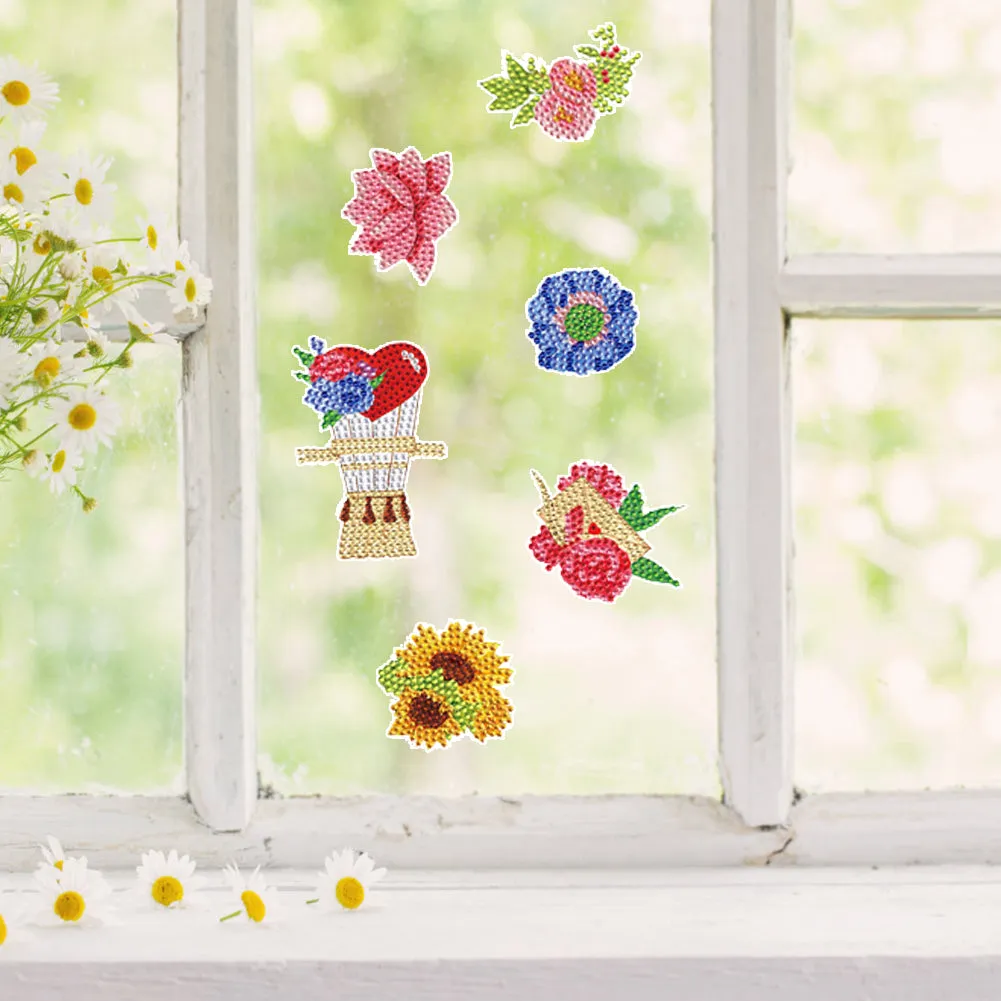 26pcs Sunflower Diamond Painting Window Sticker Crystal Diamond Sticker