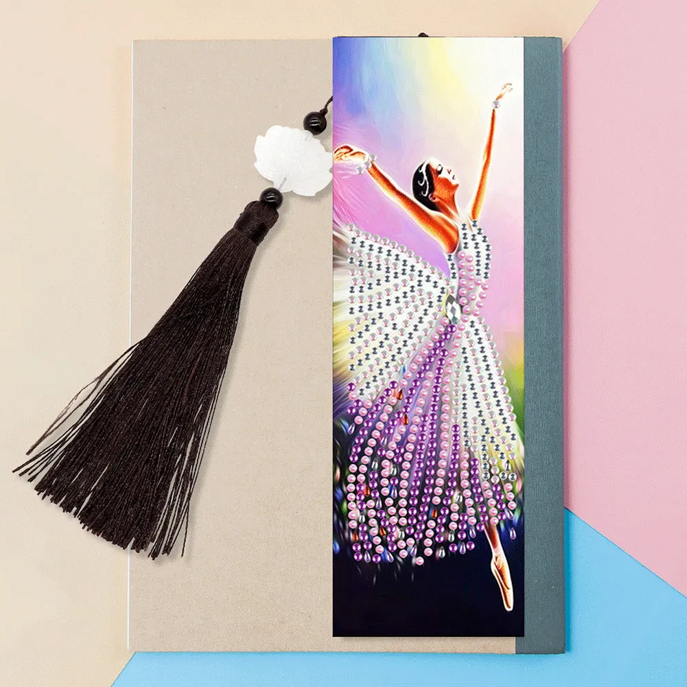 2pcs 5D DIY Diamond Painting Leather Bookmark Special-shaped Drill Tassel