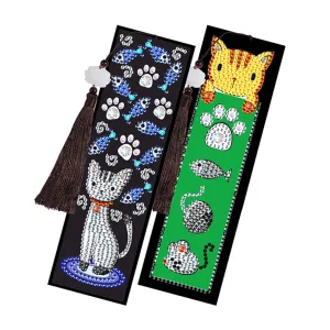 2pcs Creative DIY Diamond Painting Bookmark Special Leather Tassel Tags Art