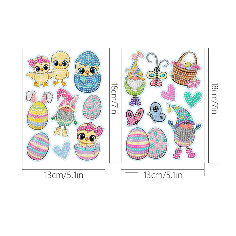 2pcs Diamonds Painting Stickers Kit Easter Style DIY for Kids Adult Gift Rewards