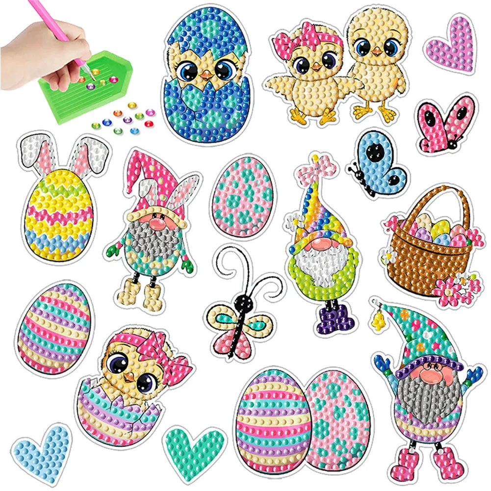 2pcs Diamonds Painting Stickers Kit Easter Style DIY for Kids Adult Gift Rewards