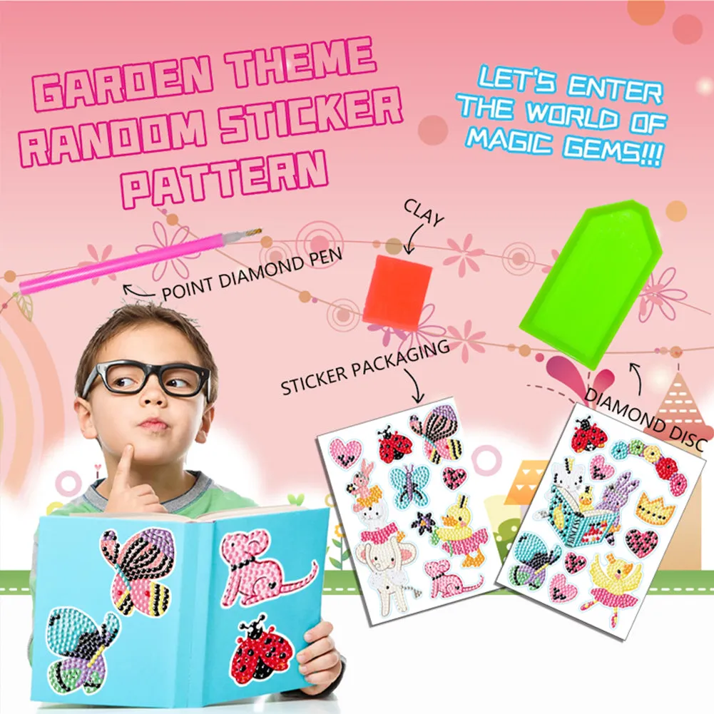 2pcs Gem Sticker Diamond Art 5D Paint by Numbers DIY for Kids Beginner Toys Kits