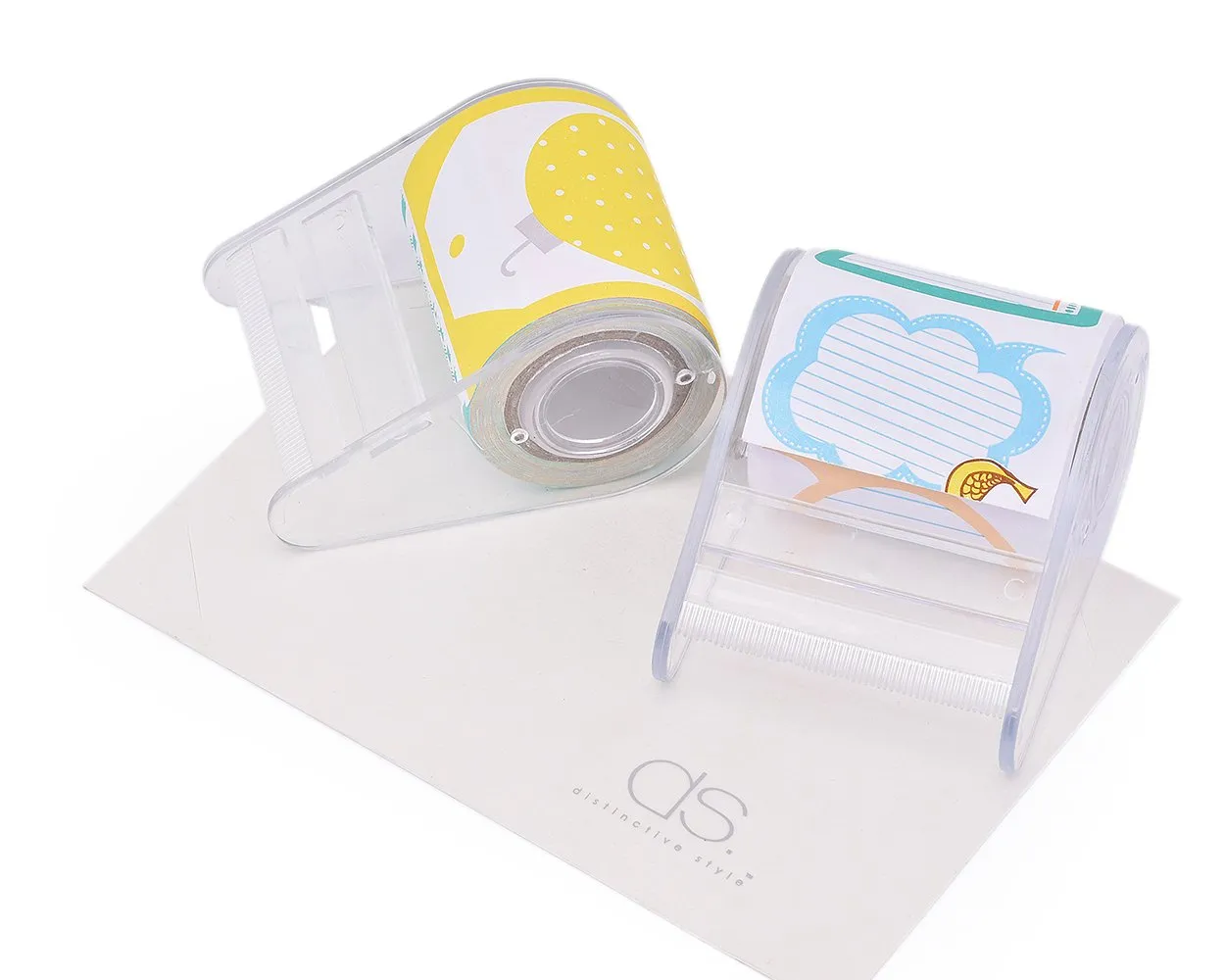 4 Packs Cartoon Refillable Roll Sticky Notes with Clear Dispensers