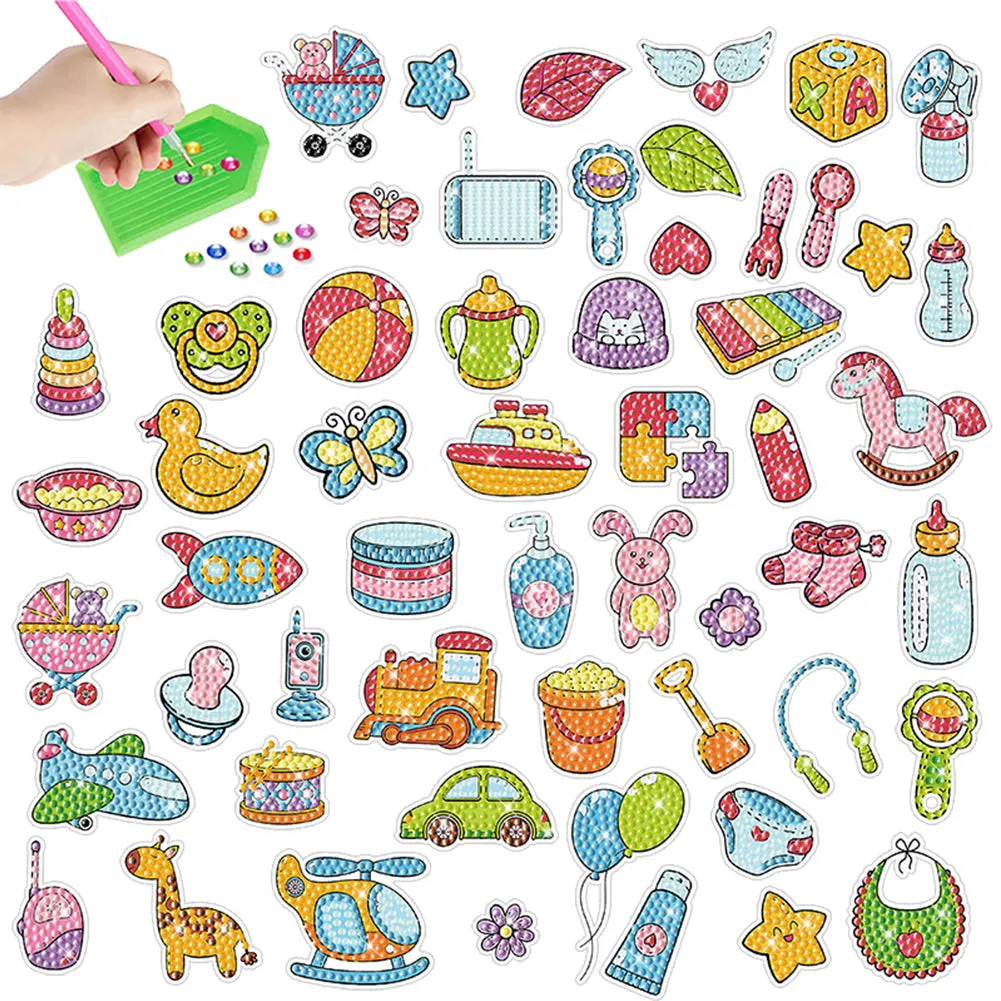 4pcs Diamond Painting Stickers Abstract 5D Gem Sticker Arts Crafts DIY Toys Kits