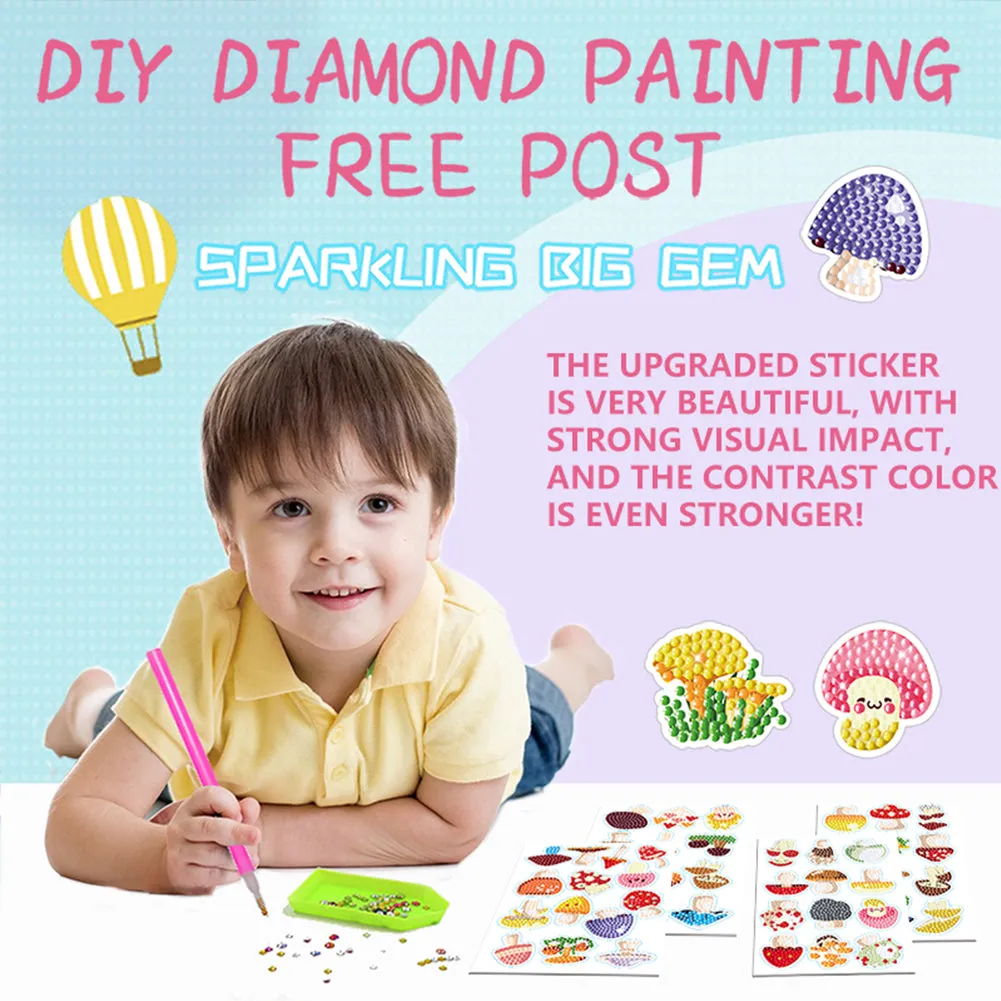 4pcs Diamond Painting Stickers Abstract 5D Gem Sticker Arts Crafts DIY Toys Kits