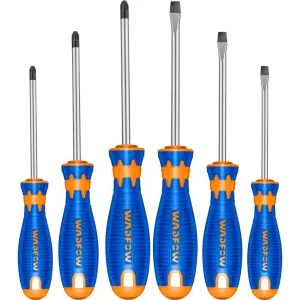 6Pcs Screwdriver Set Ph0x75/Ph1x100/Ph2x100/Sl3x75/Sl5.5x100/Sl6.5x100 Cr-V