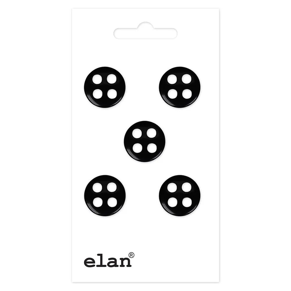 Adorable Button - 12mm (½″), 4 Hole, Black - 5 count