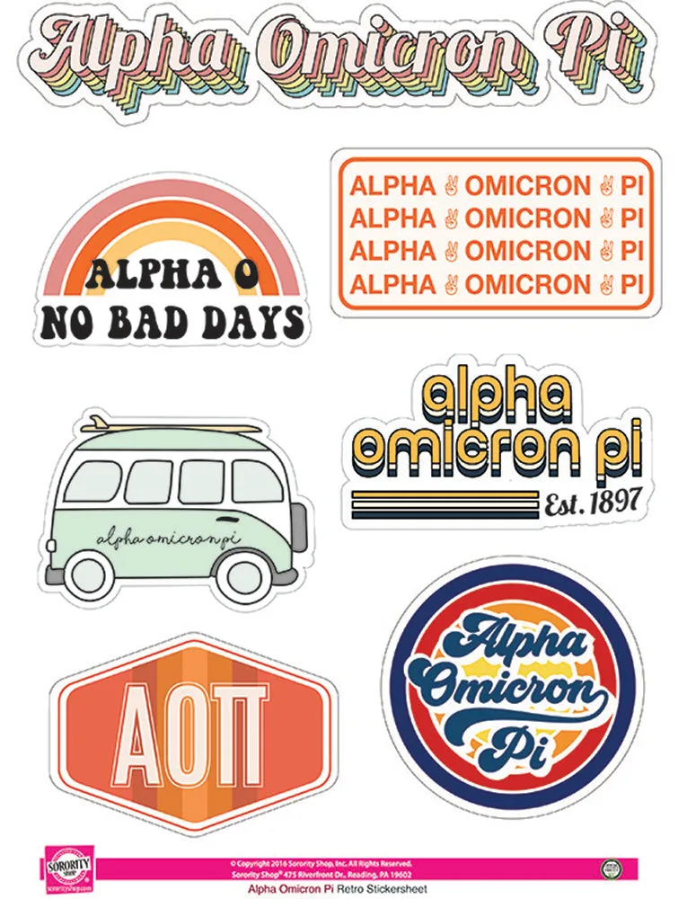 Alpha Omicron Pi <br> Retro Sticker Sheet