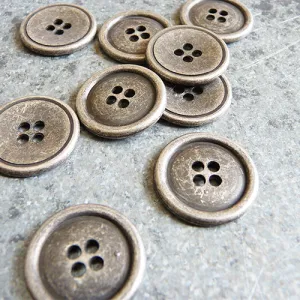 Antiqued Metal Button - Silver