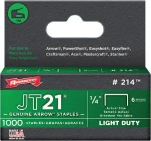 Arrow Fastener 1/4" STAPLES 1000/PK, 214