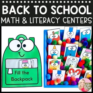 Back to School Math & Literacy Centers | Printable Classroom Resource | Glitter and Glue and Pre-K Too