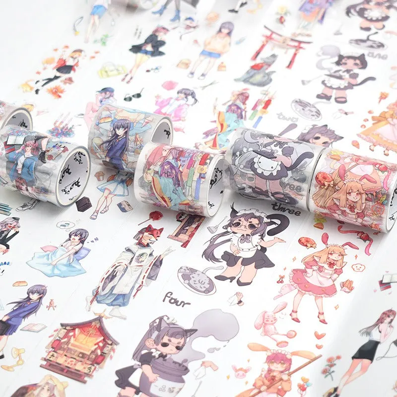 Cute Characters & Decorative Sticker PET Journaling Washi Tape