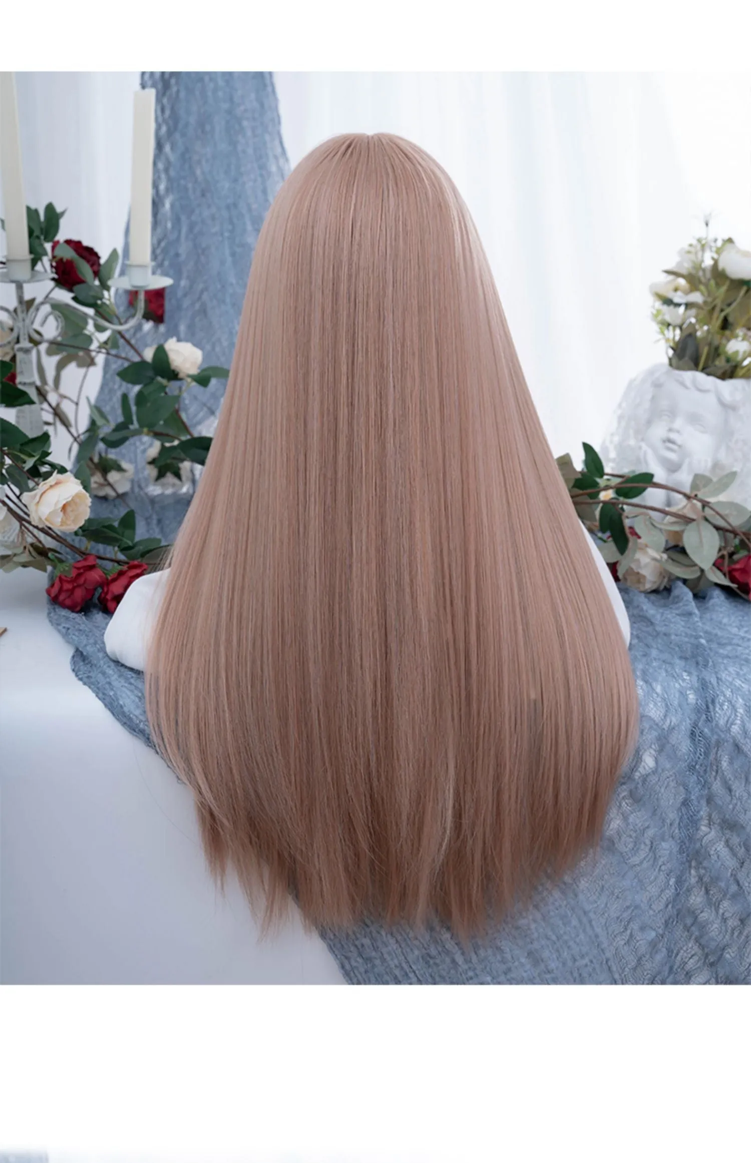 Fashion female group leader straight hair JK age-reducing full headpiece