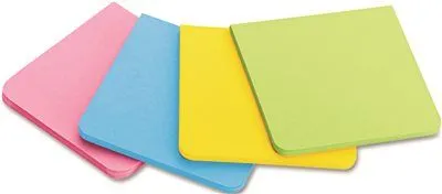 Full Adhesive Notes' 3 In. X 3 In.' Assorted Bright Colors' 4 Per Pack