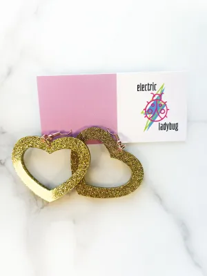 Golden Heart Hooks Earrings