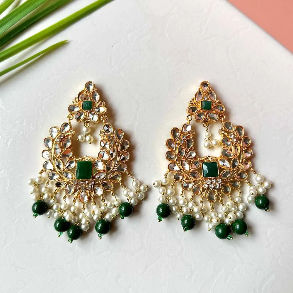 Ishaal Earring/Teeka Set (Dark Green)