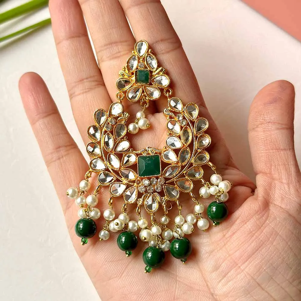 Ishaal Earring/Teeka Set (Dark Green)