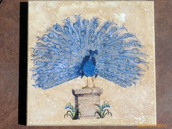 Peacock coaster, Marble Tile Coasters