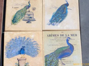 Peacock coaster, Marble Tile Coasters