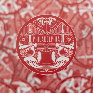 red Philadelphia sticker, Philly icons vinyl sticker, Philadelphia souvenir, philadelphia vinyl sticker