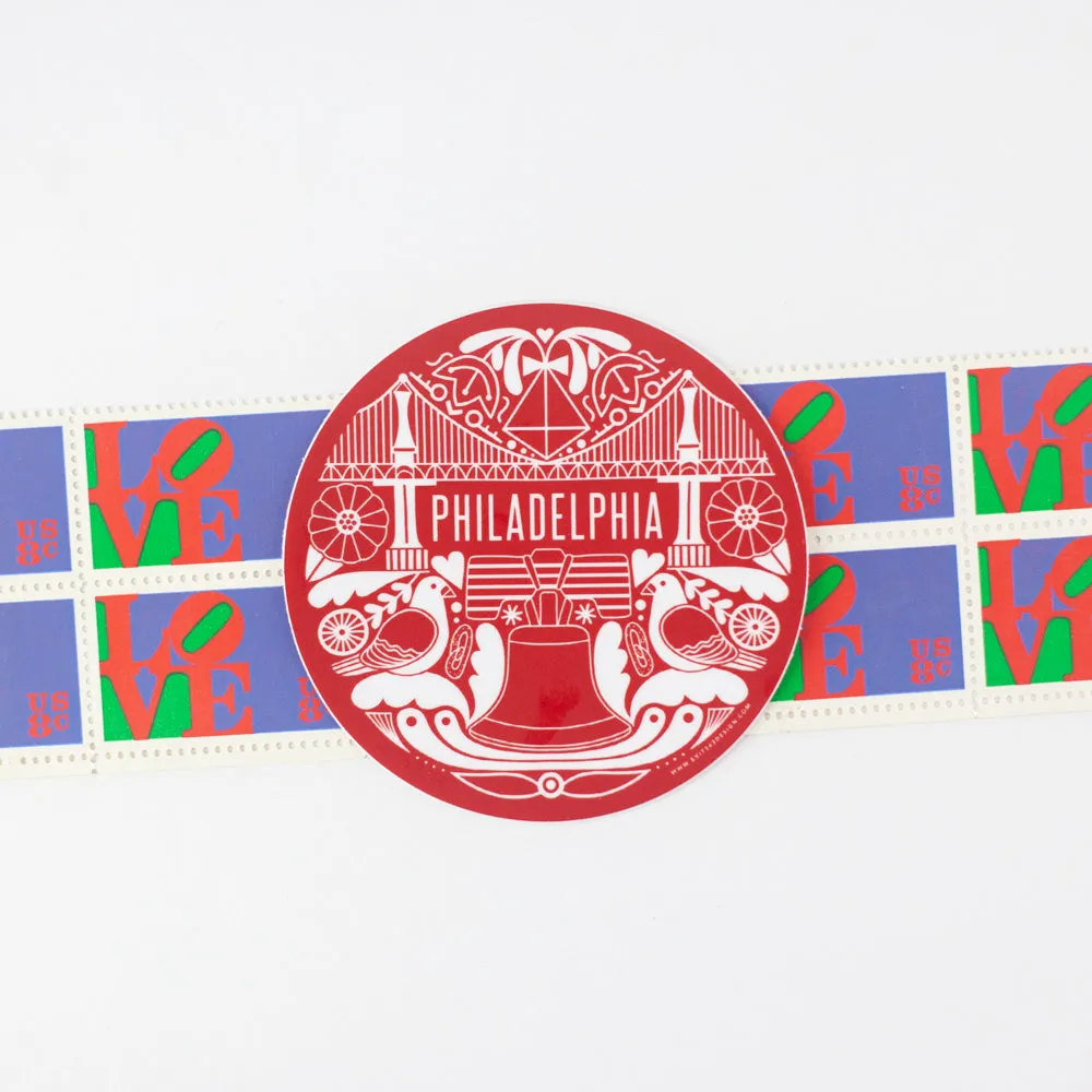 red Philadelphia sticker, Philly icons vinyl sticker, Philadelphia souvenir, philadelphia vinyl sticker