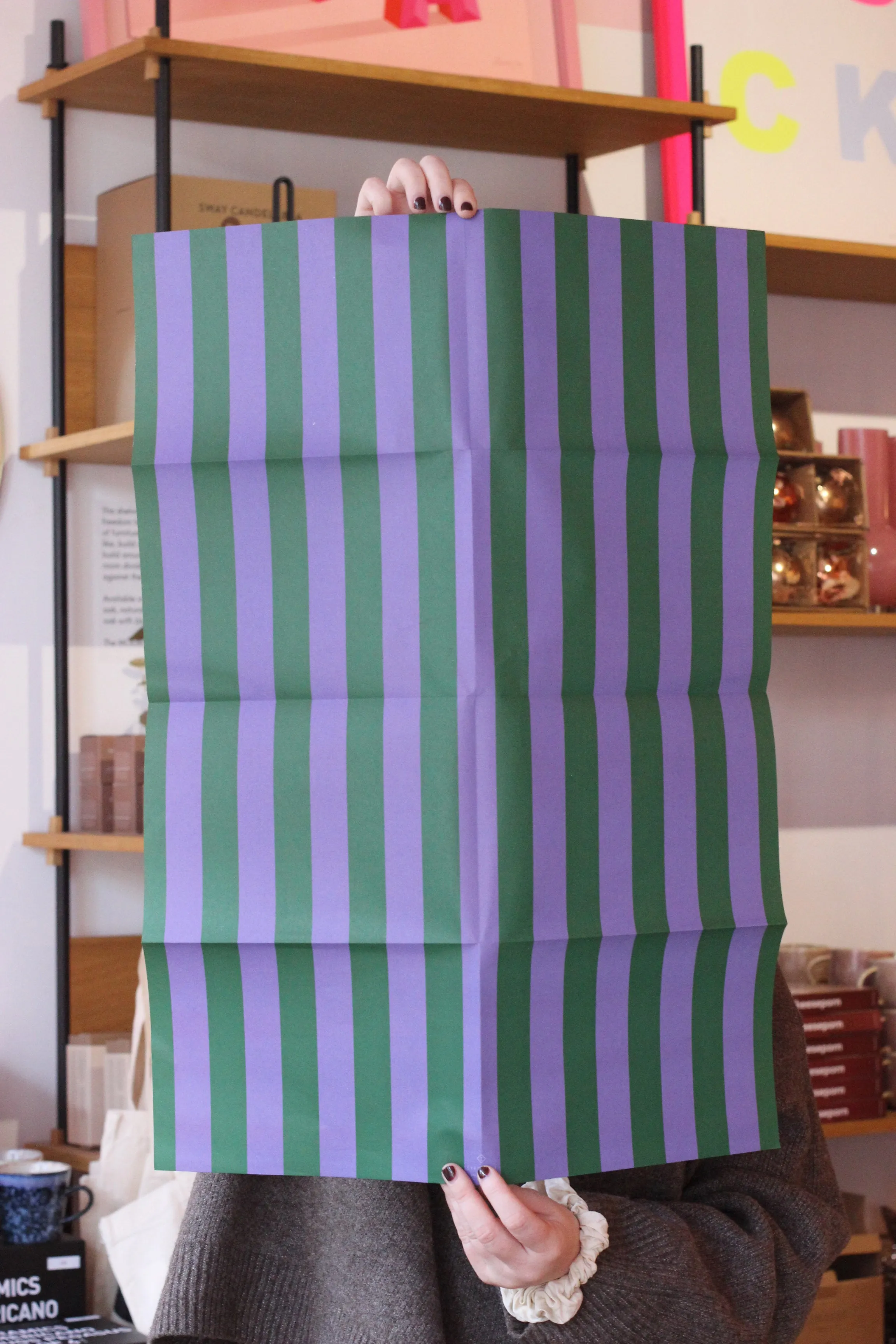 Stripes Wrapping Paper Green and Purple/ Gift sheets