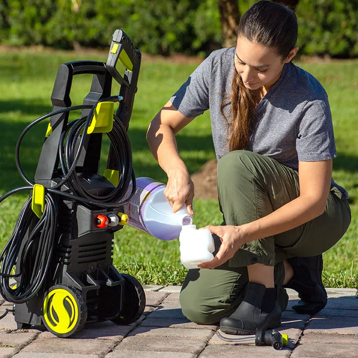 Sun Joe Clean & Degrease Pressure Washer Bundle | Includes Cleaner/Degreaser and Microfiber Towel | Max Performance Pressure Washer | Onboard Foam Cannon |