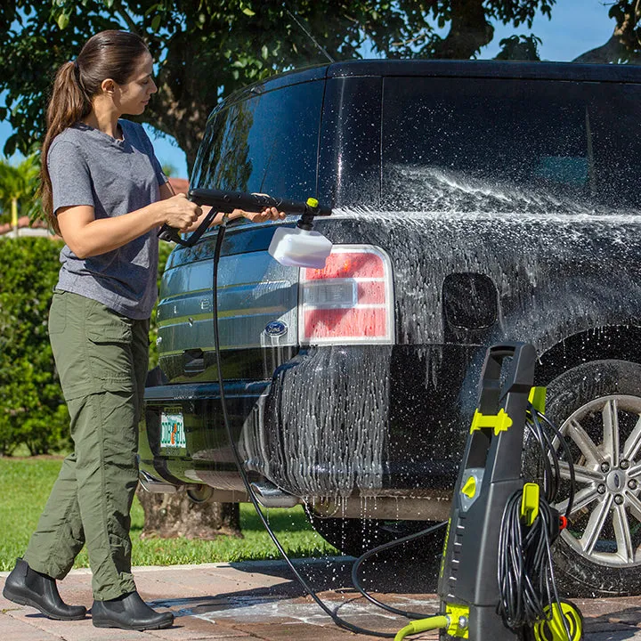 Sun Joe Clean & Degrease Pressure Washer Bundle | Includes Cleaner/Degreaser and Microfiber Towel | Max Performance Pressure Washer | Onboard Foam Cannon |