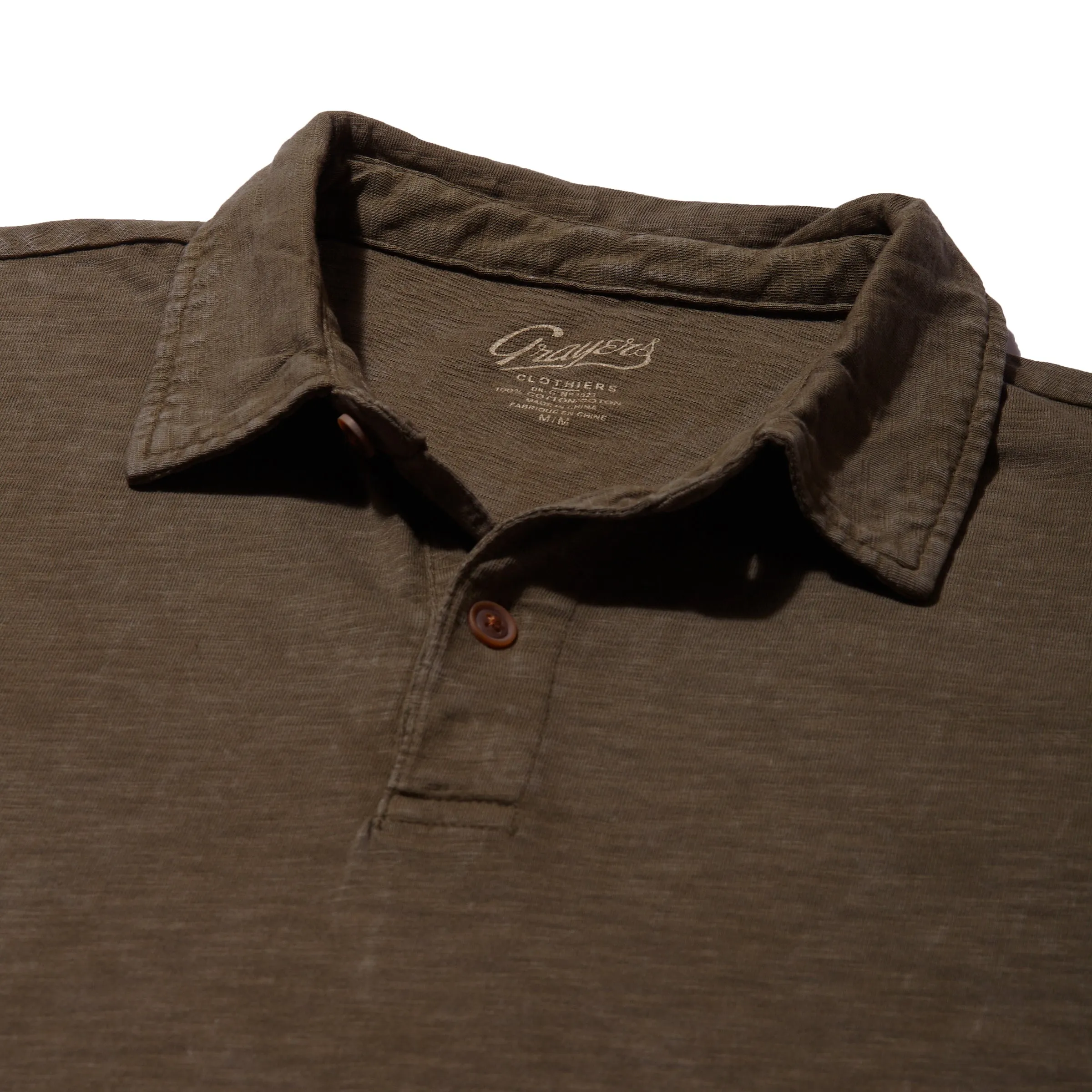 Sunwashed 2 Button Polo - Military Olive