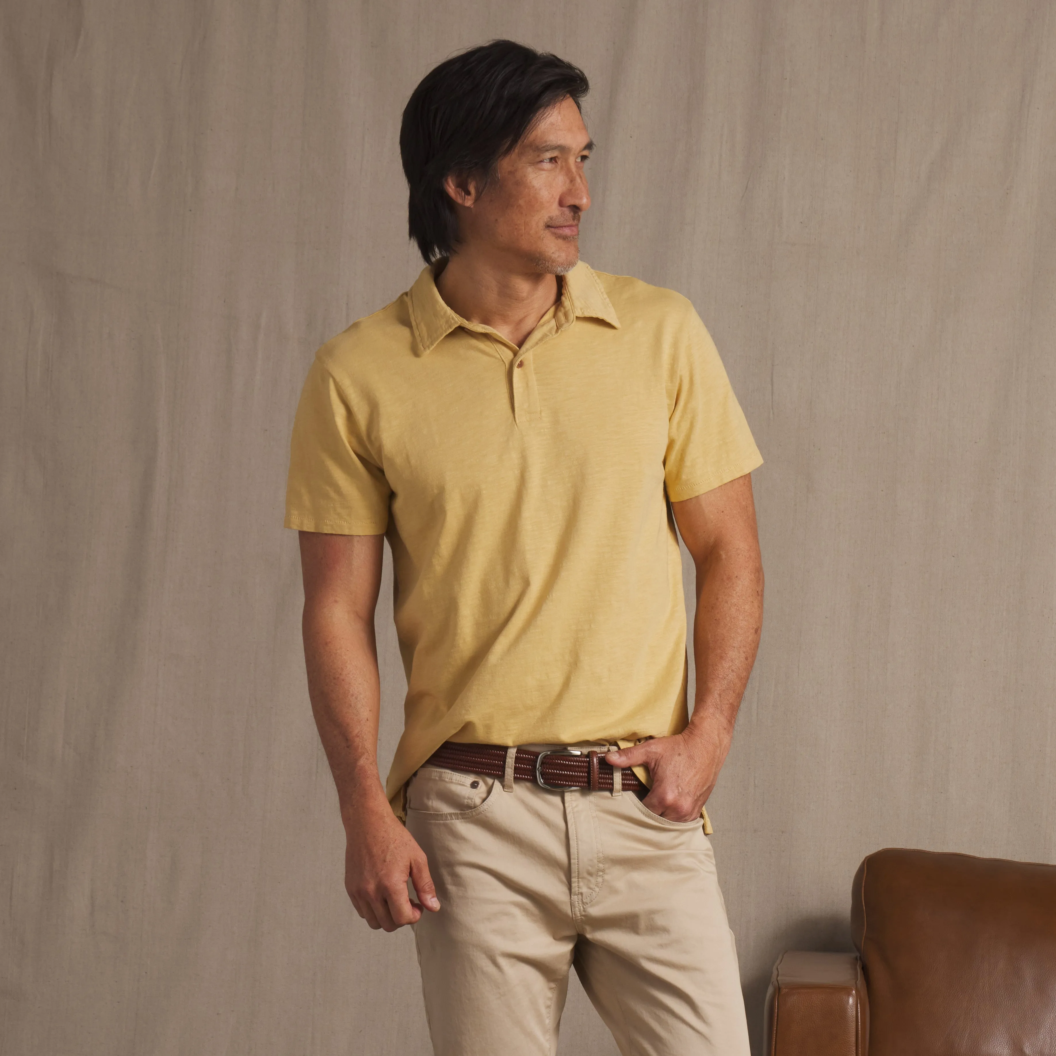 Sunwashed 2 Button Polo - Pineapple Slice