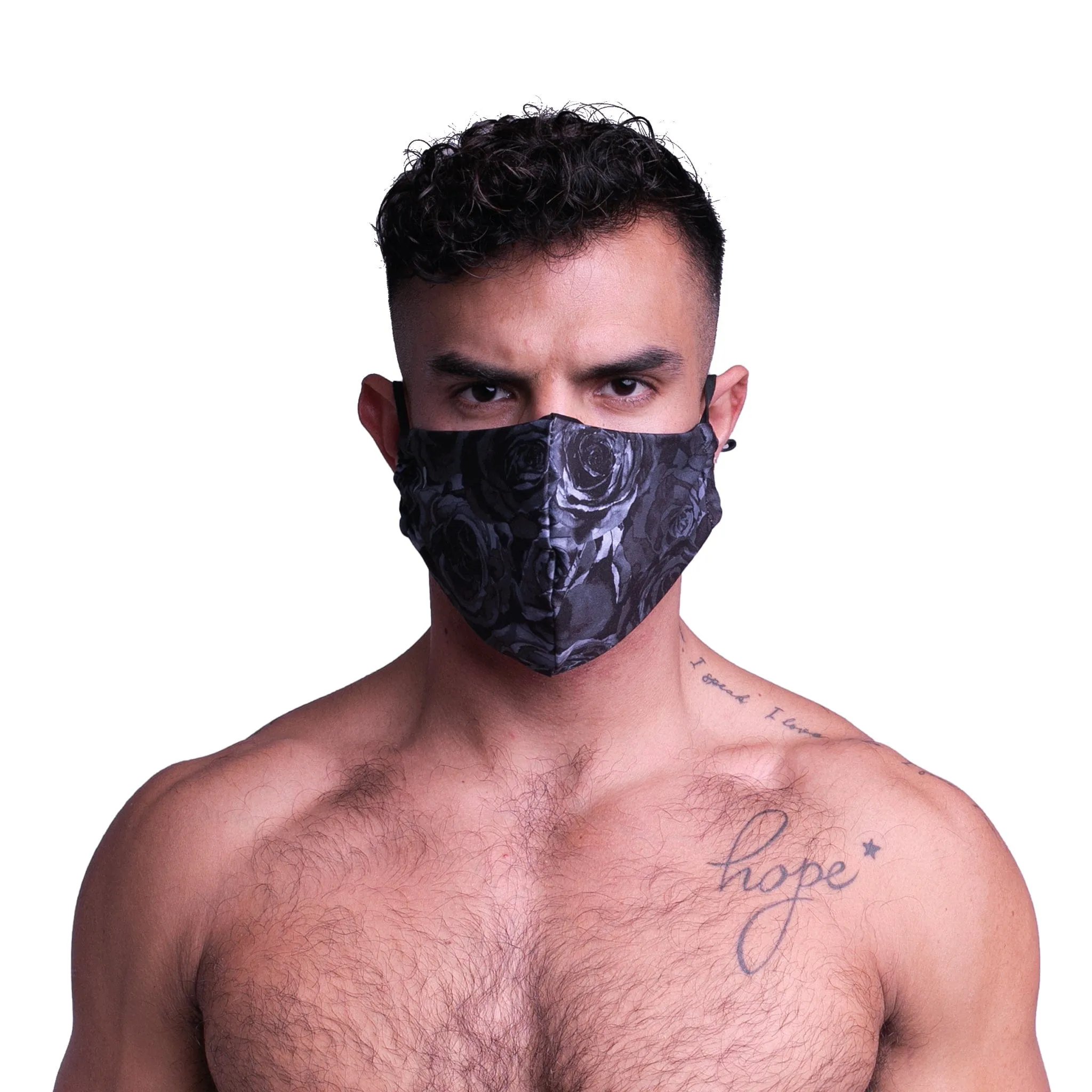 Tonal Black Roses Mask