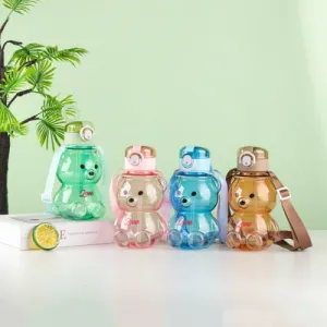 Transparent Bear Plastic Sipper Bottle